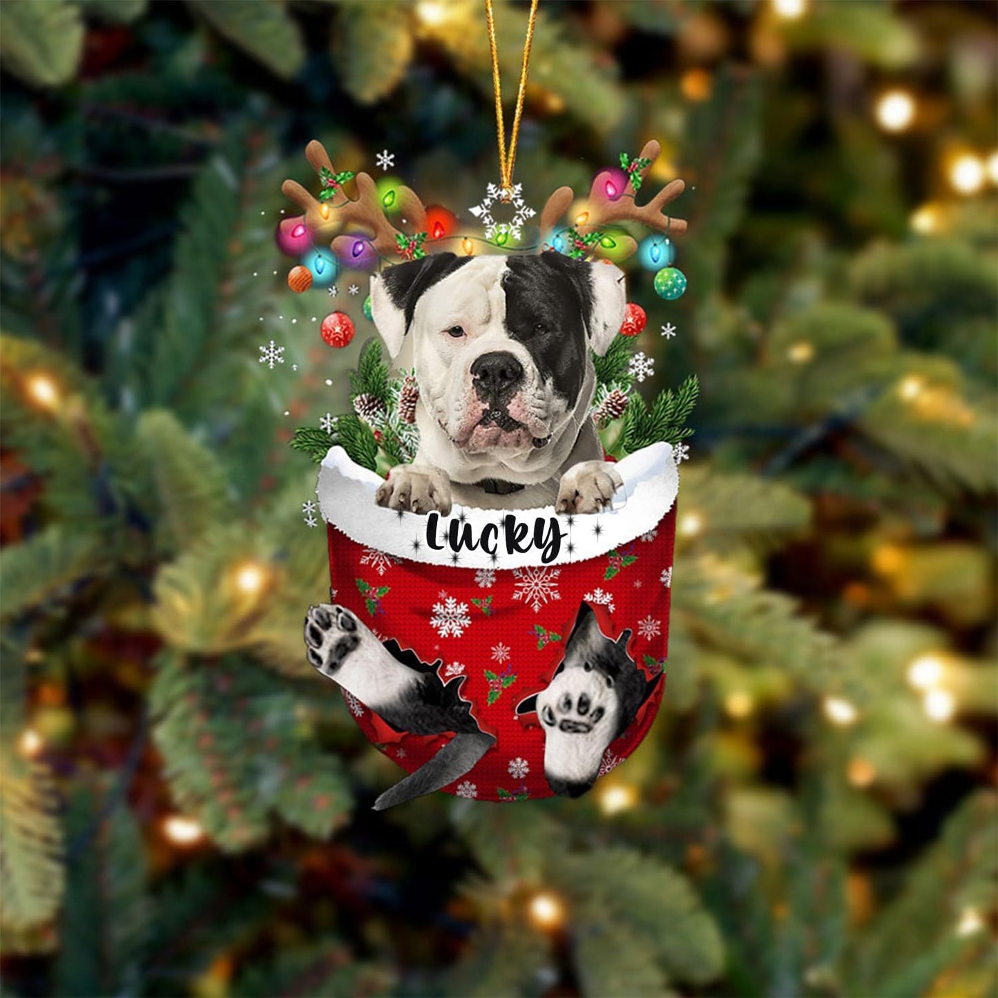 American Bulldog Christmas Tree Ornament - Dog Lovers Gift Idea, Xmas Decor for Tree