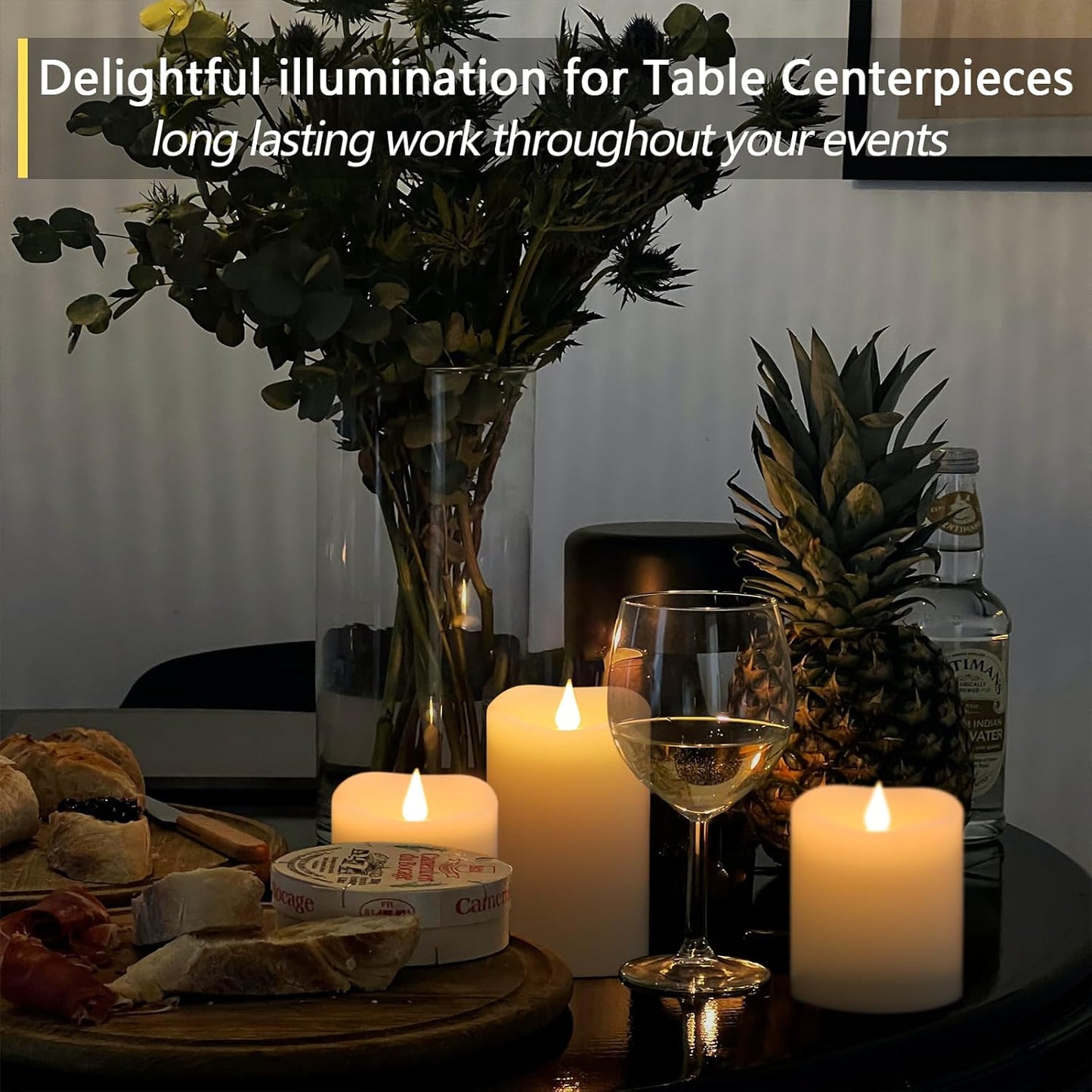 Flameless Candles Battery Operated with Timer, 3D Moving Flame Flickering, Last 600+ Hours Battery Candles, 3" x 5" Ivory Real Wax Electric LED Candle for Wedding Party Decorations