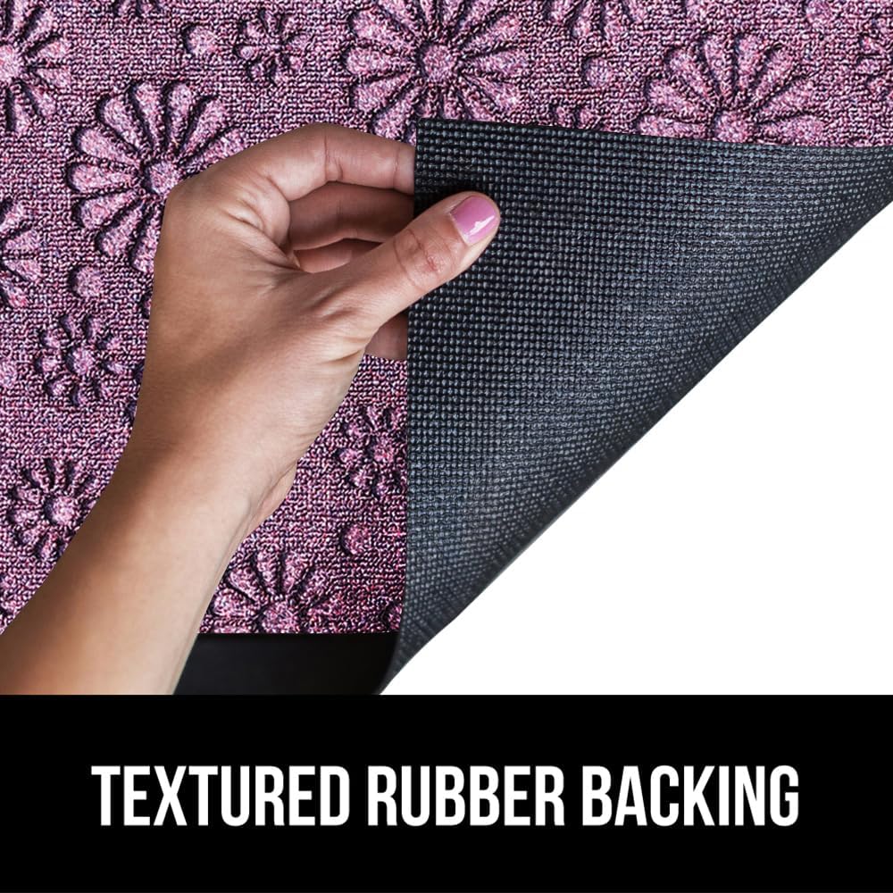 GORILLA GRIP 100% Waterproof All-Season WeatherMax Doormat, Durable Natural Rubber, Stain and Fade Resistant, Low Profile, Indoor Outdoor Door Mats, Easy Clean Entry Mat, 17x29, Purple Confetti Daisy