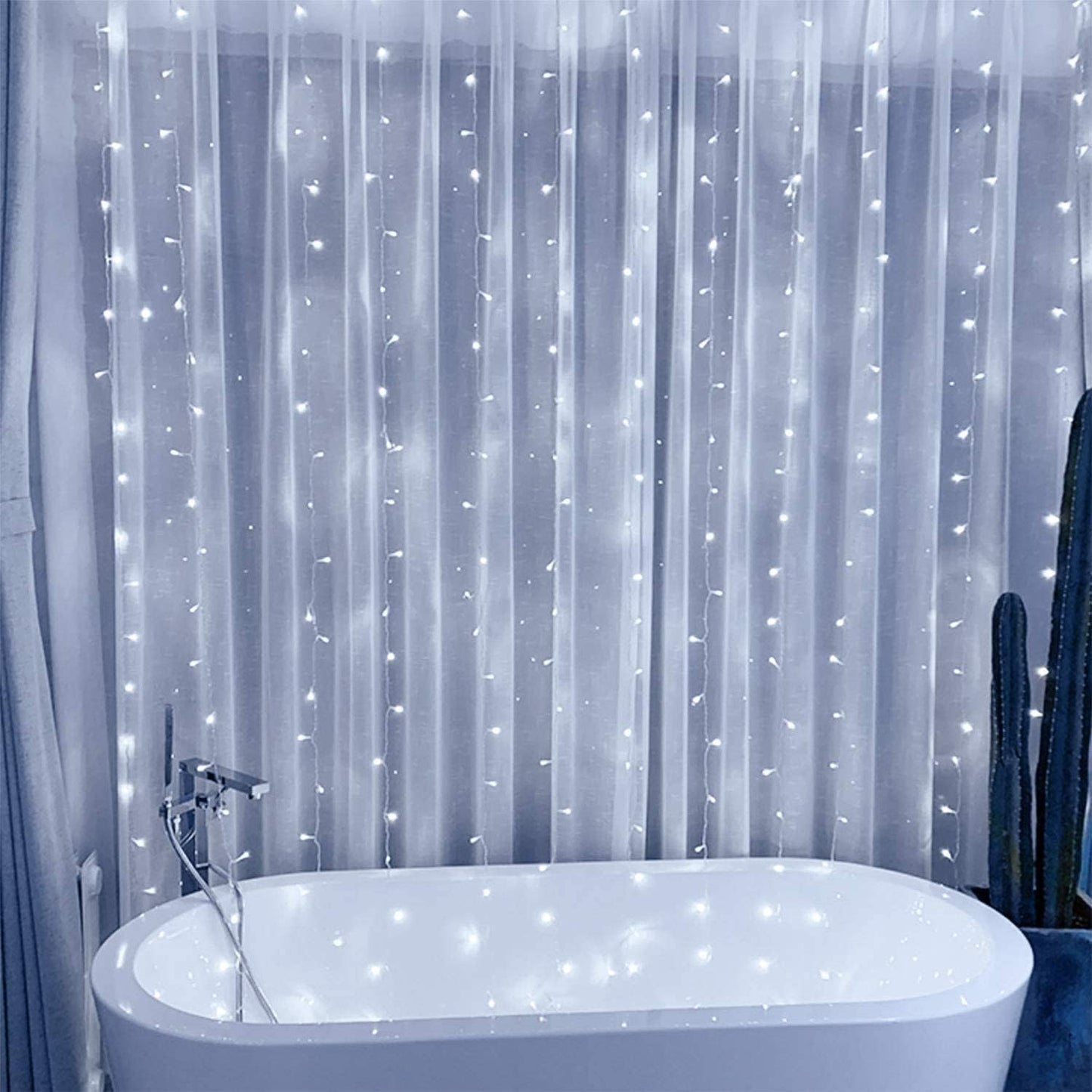 Curtain String Lights, Window Fairy LED Icicle Xmas Lights for Wedding Party Garden Room Outdoor Indoor Wall Decorations(Cool White)