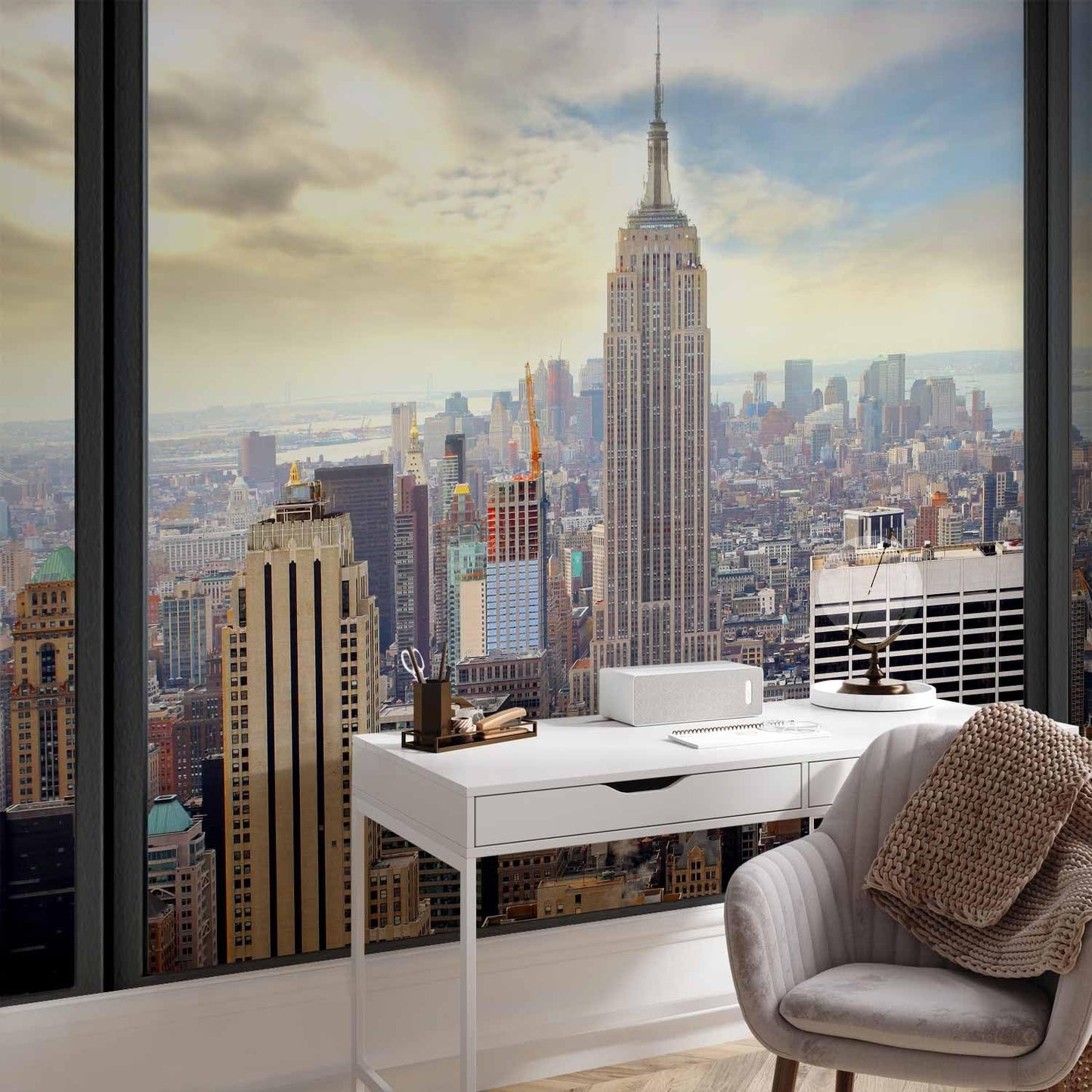 artgeist Wall Mural Peel and Stick New York 212x98 in - XXL Self-Adhesive Corner Wallpaper Removable Large Sticker Foil Angle Wall Decor Print Picture Image Design City NYC Panorama c-A-0046-a-a