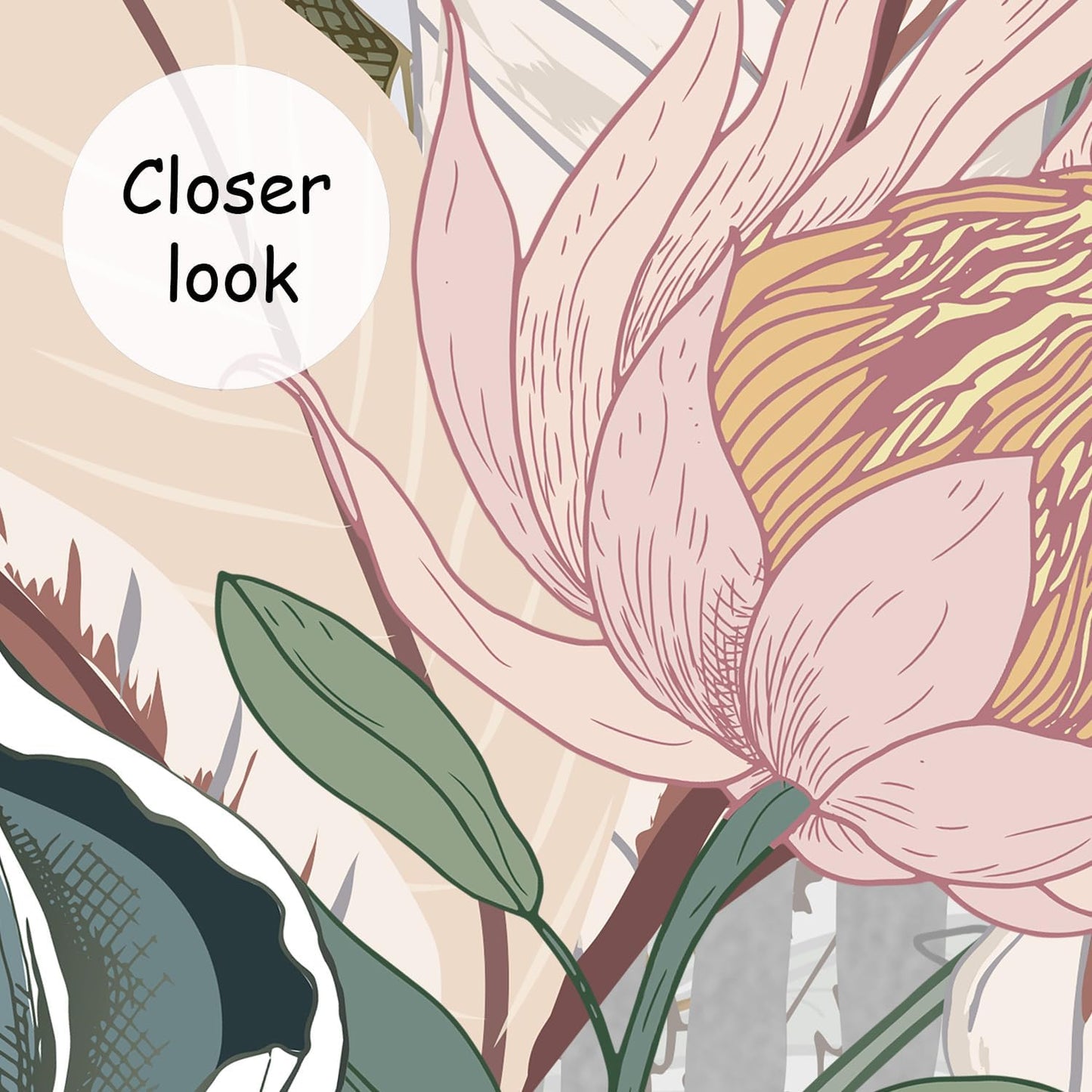 AFZEVEB-Tropical Jungle Wallpaper Botanical Large Floral Wall murals for Bedroom 114"x74" (Not Peel and Stick)