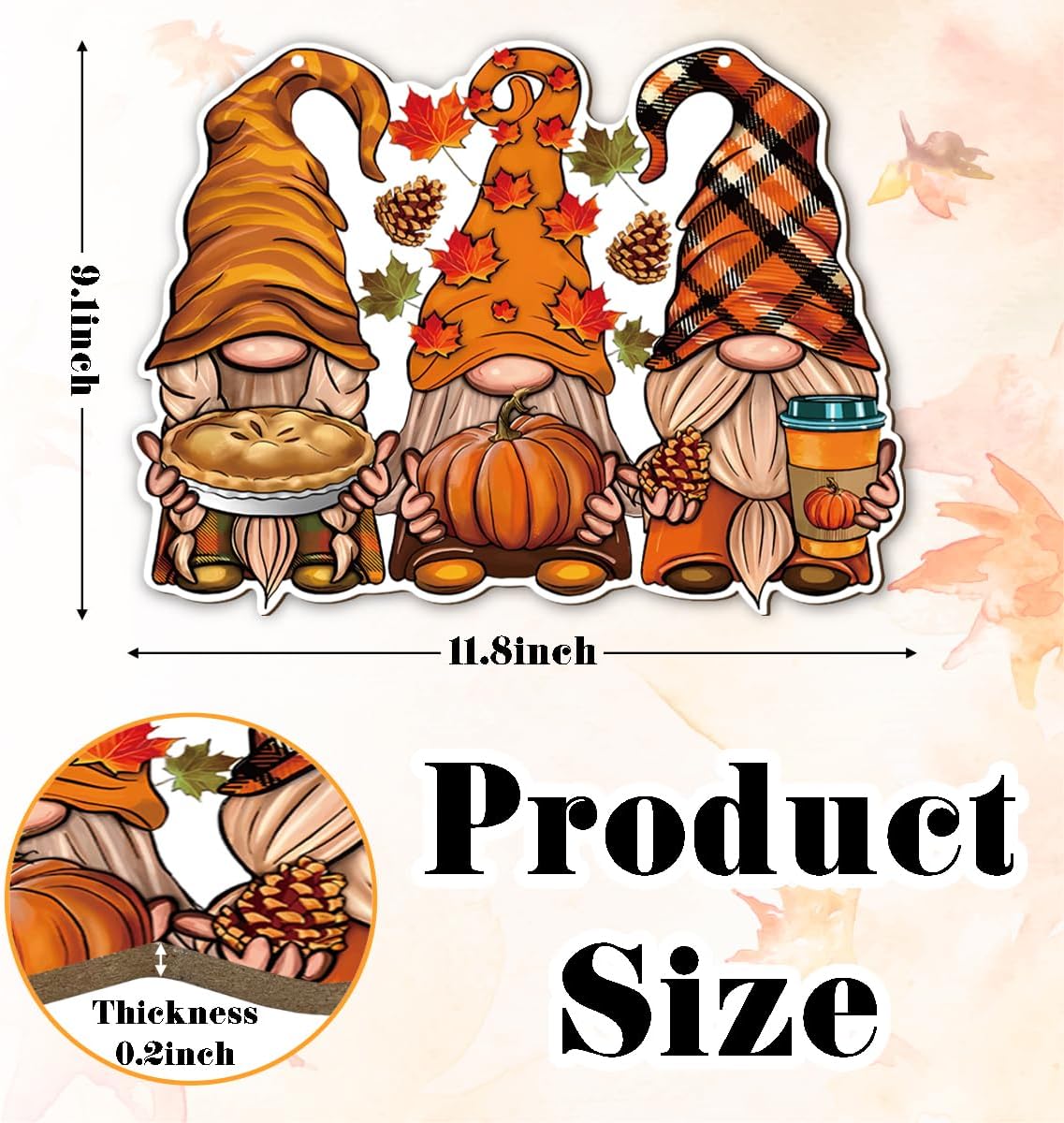 Autumn Dwarfs Decoration, Hello Fall Wood Hanging Decors, Rustic Thanksgiving Decors for Porch, Indoor Outdoor Autumn Door Decor, Housewarming Gift, Home Indoor Outdoor Decor