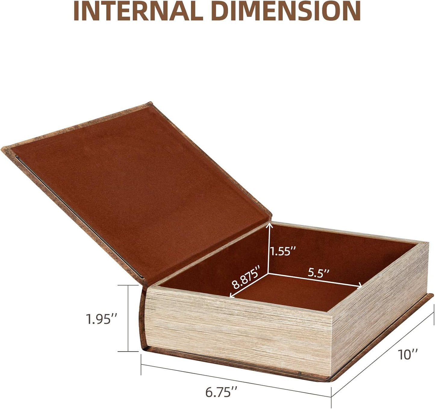 Decorative Book Box - Vintage Fake Book Storage Box for Home Décor, Secret Hollow Hidden Compartment (10x6.75x1.95 Inch) - Unique Shelf & Coffee Table Decor for Home,Graduation Gift,Birthday Gift Idea