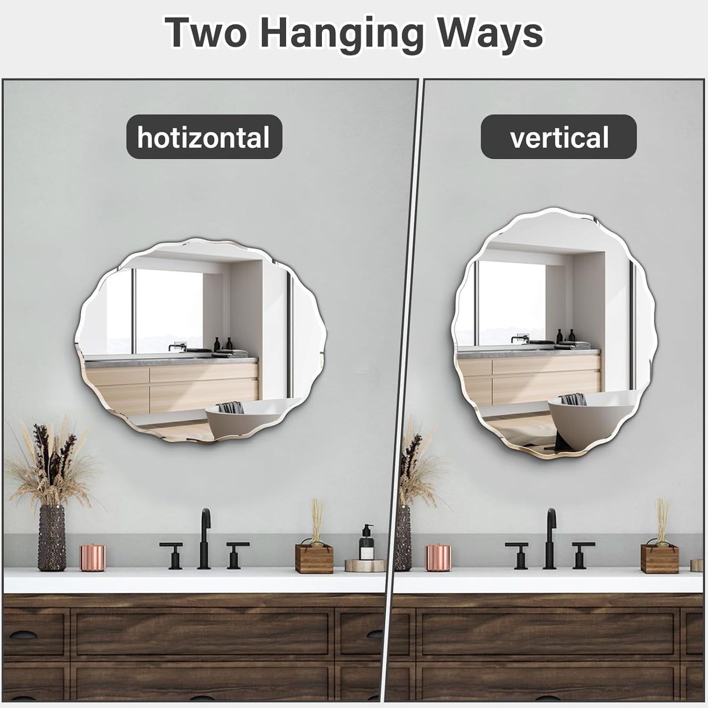 Pregaspor 24x30 Inch Frameless Oval Wall Mirror for Bathroom Sink, Minimalist Bathroom Vanity Mirror with Beveled Edge, Modern Mirrors for Wall Decor Living Room Entryway Bedroom