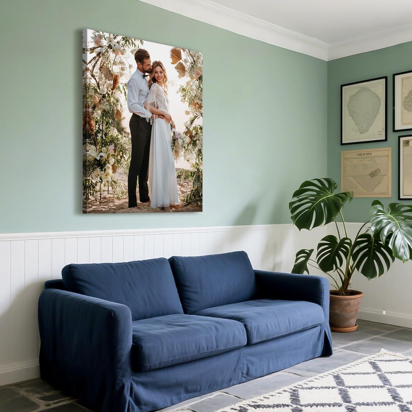 Custom Canvas Prints with Your Photos - Personalized Pictures Print, Customized Photo Gifts, Wall Art Poster Canvas Printing for Wedding, Family, Baby, Pets, Home Office Decor, Wrapped Frame 12x16