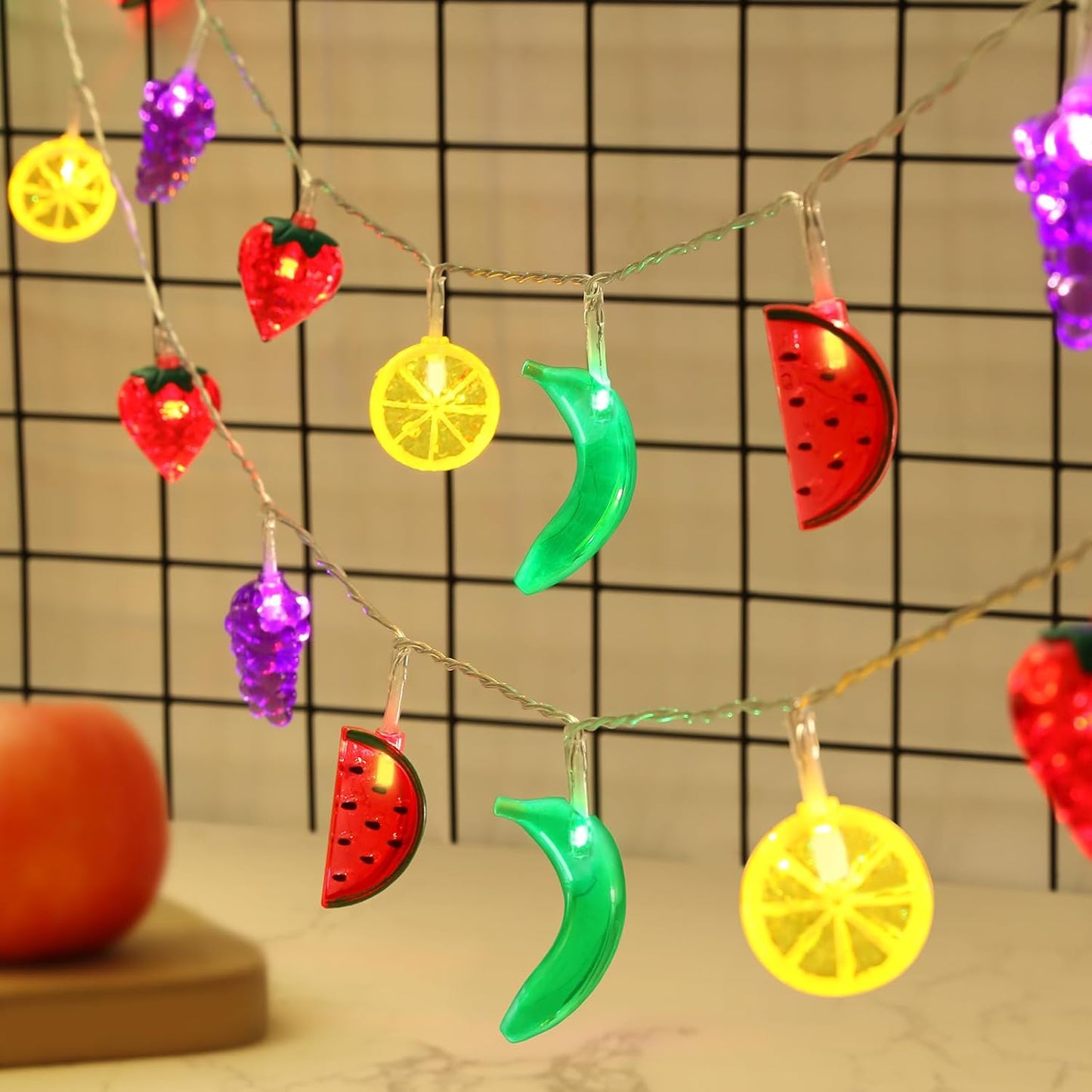 Couah [ 8 Modes & Timer ] 30 LED 16 Ft Summer Tropical String Lights Strawberry Grape Watermelon Lemon Banana Fairy Lights Battery Operated for Tropical Party Pool Beach Summer Decorations