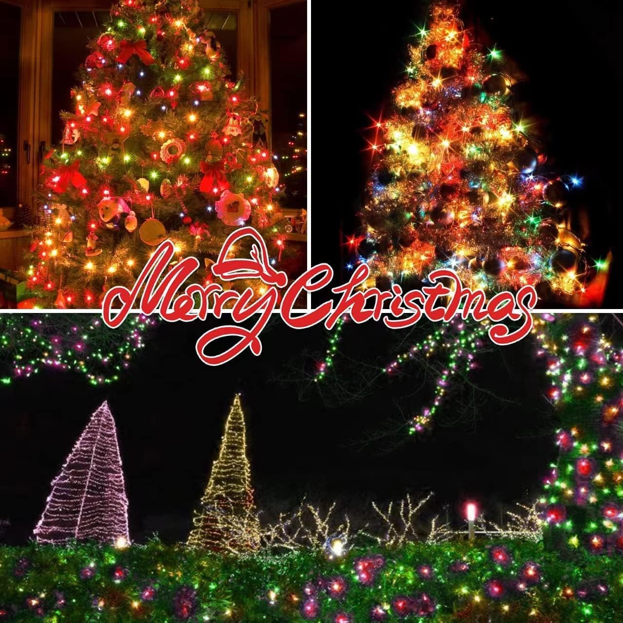 300LIGHTS(2*150L) MULTI Extra-Bright With End Connectors Christmas Decorative Lights 19.44m UL Certified Mini String Light Set Waterproof for Home Garden Holiday Tree Party Patio Decor Wedding