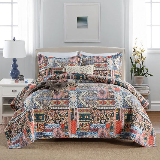 Autumn Dream Cotton Bedspread Quilt Sets, 3 Pieces Reversible Comforter Coverlet Sets, Vintage Gorgeous Bohemian,King Size