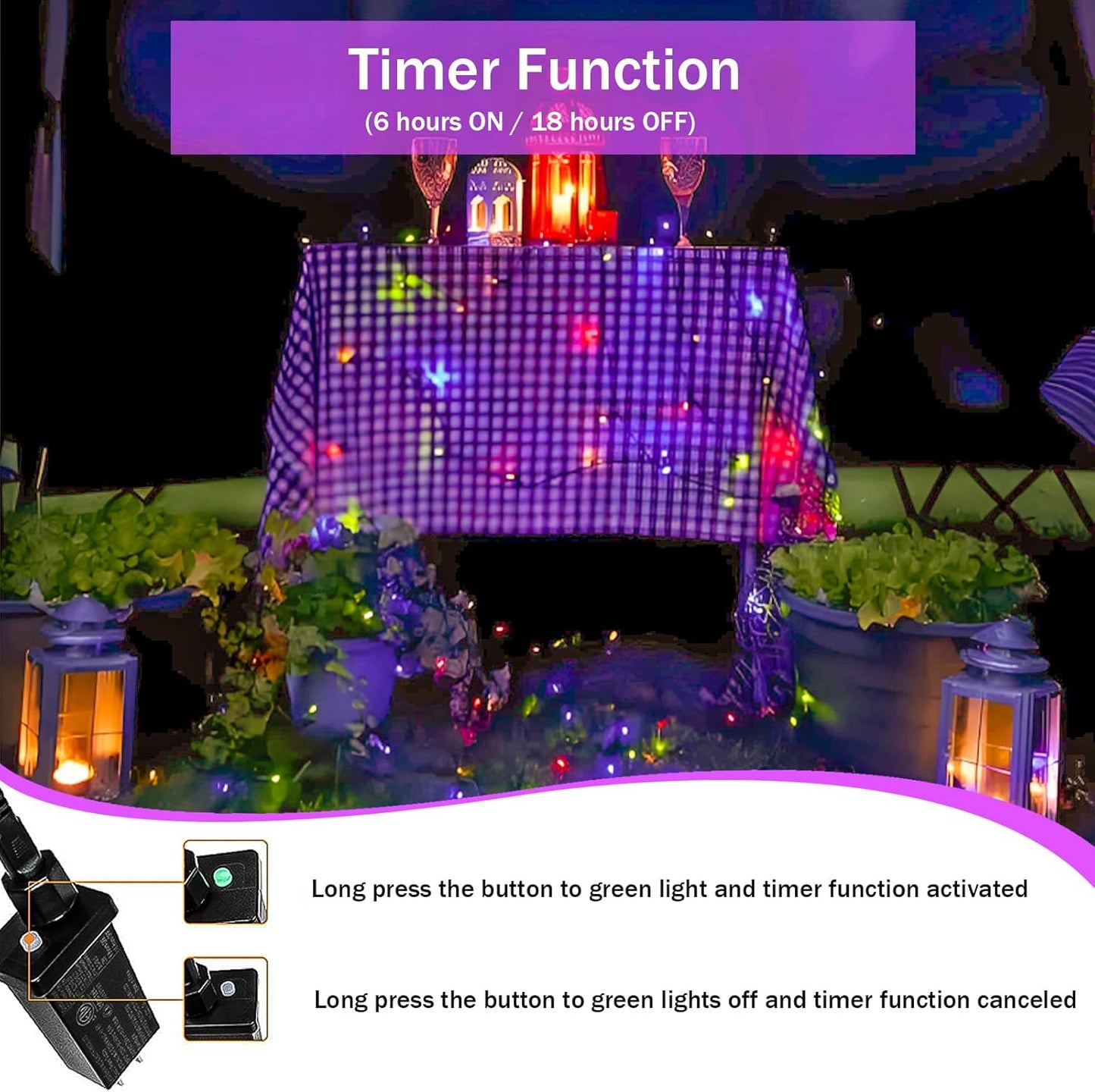 33 FT 100 LED Christmas Decoration Indoor Outdoor, Connetable Green Wire Waterproof Mini Lights with Memory Function & Timer & 8 Modes for Xmas Tree Birthday Wedding Garden Party Decor (Multicolor)