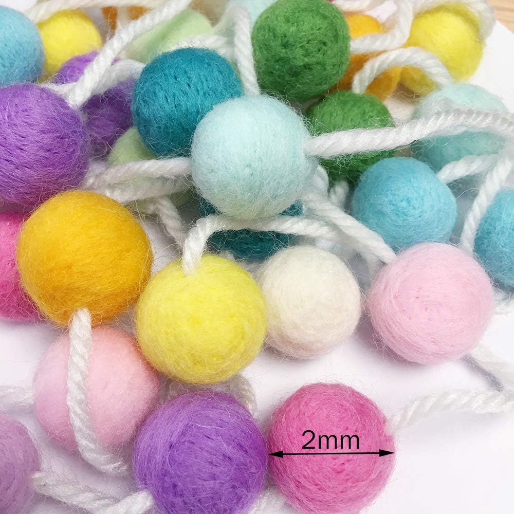 Felt Ball Garland Misscrafts 9.8 Feet 100% Wool Roving Pom Pom Garland 20mm Colorful for Baby Shower Grand Opening Party Festivals Room Decorations