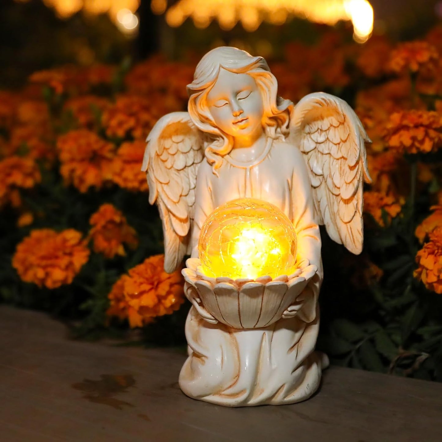 Angel Statue Outdoor Decor, Angel Gardening Gifts with Solar LED Lights