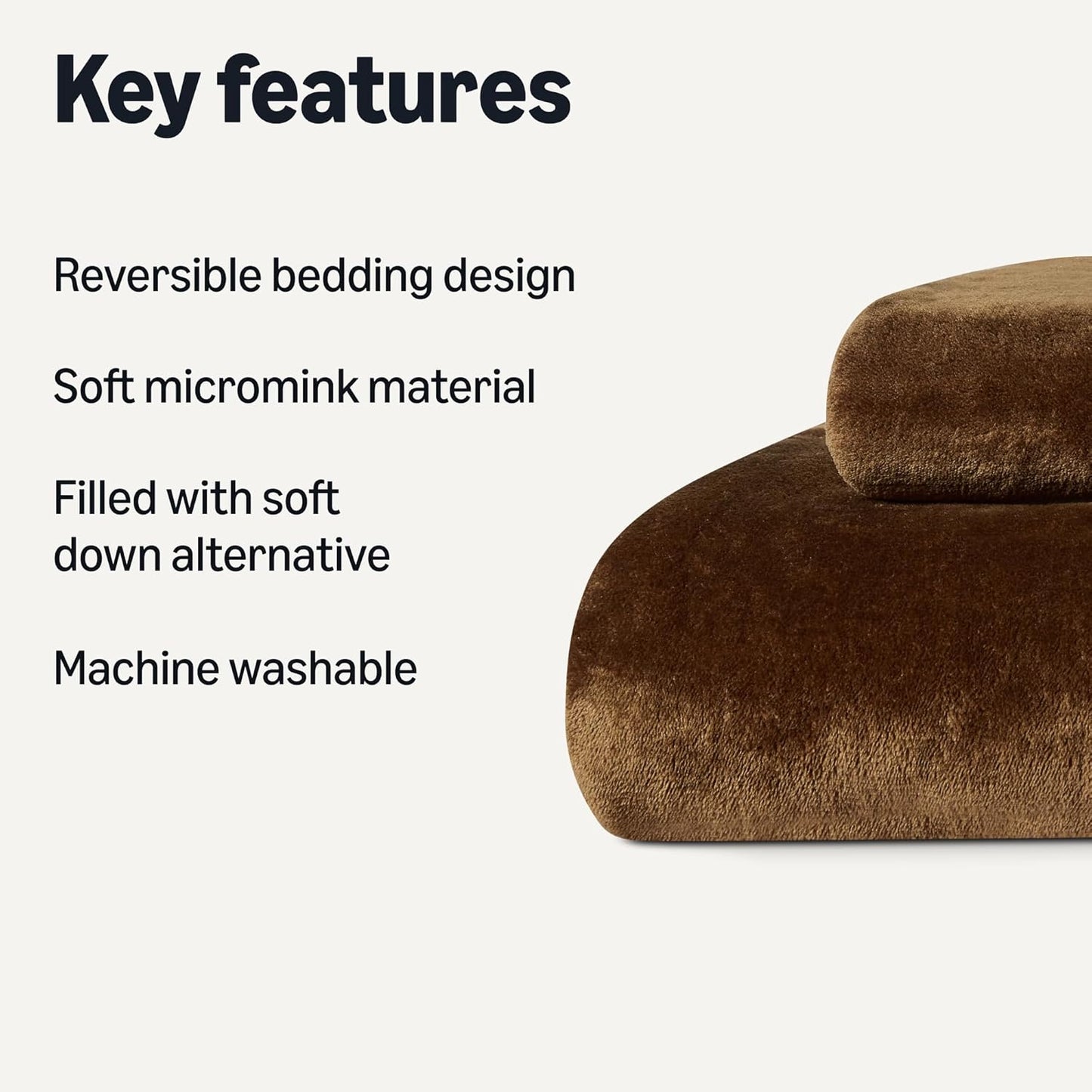 Amazon Basics Reversible Sherpa Comforter Set with Pillow Sham, Brown, Twin/Twin XL