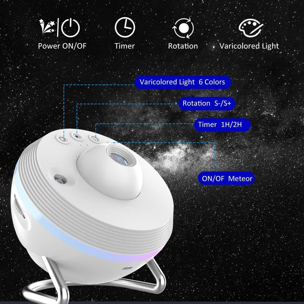 Elec3 Planetarium Star Projector, Meteor Galaxy Projector for Bedroom with 12 Slides Discs, Multicolor Light Effects, Nebula Projector Lamp Starry Sky Night Light Projector for Kids Teens Adults