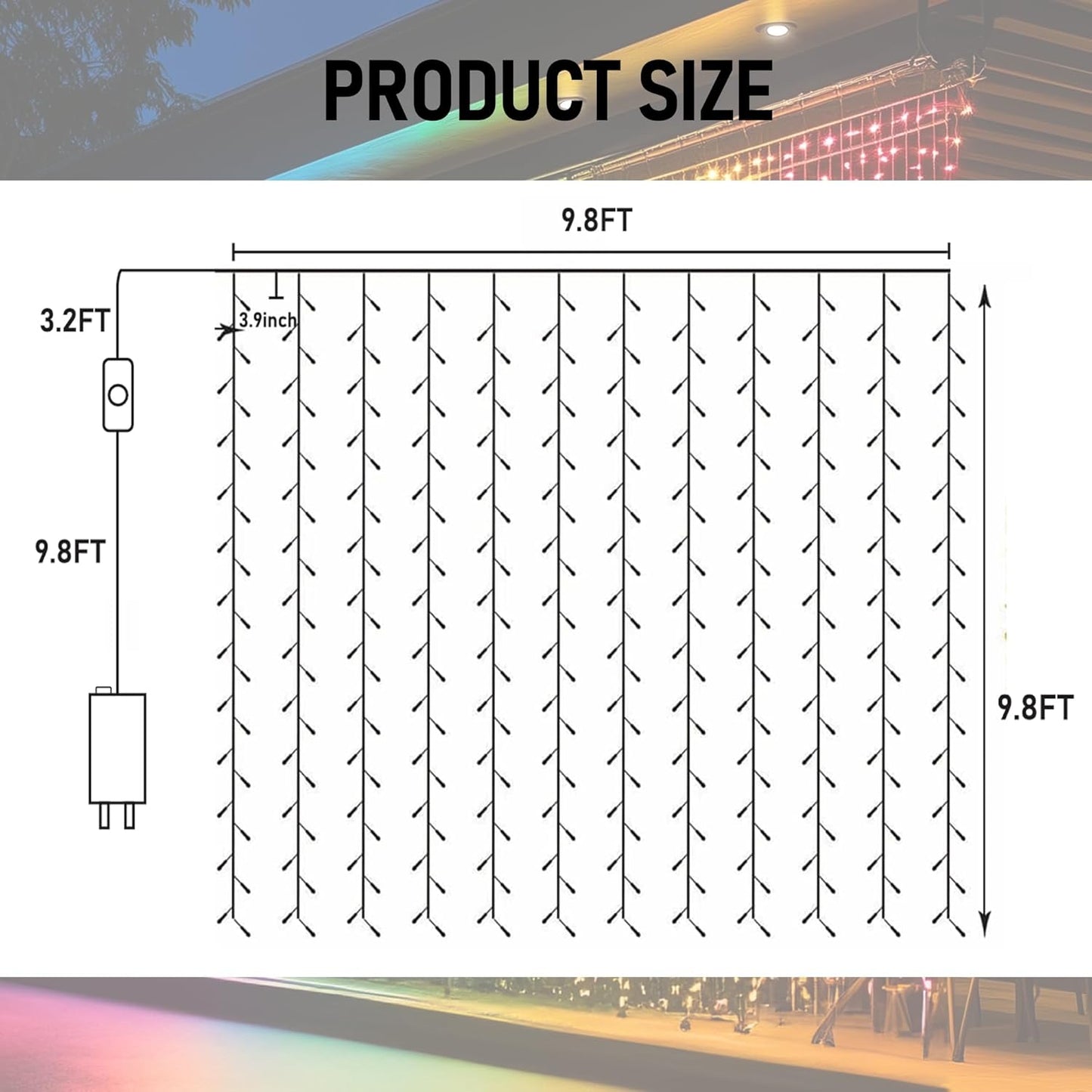 Dazzle Bright 300 LED Curtain String Lights, RGB Color Changing Christmas Fairy Lights for Bedroom with Remote & APP Control, Waterproof Smart Window Lights Party Wedding Garden Wall Decor