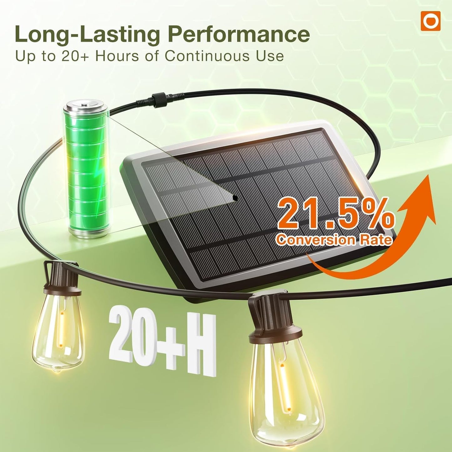 addlon 54(48+6) FT Solar String Lights Waterproof,Patio Lights Solar Powered with Remote& USB Port 24+2 LED Shatterproof Bulbs 3 Lighting Modes Outdoor Lights for Camping Backyard Garden