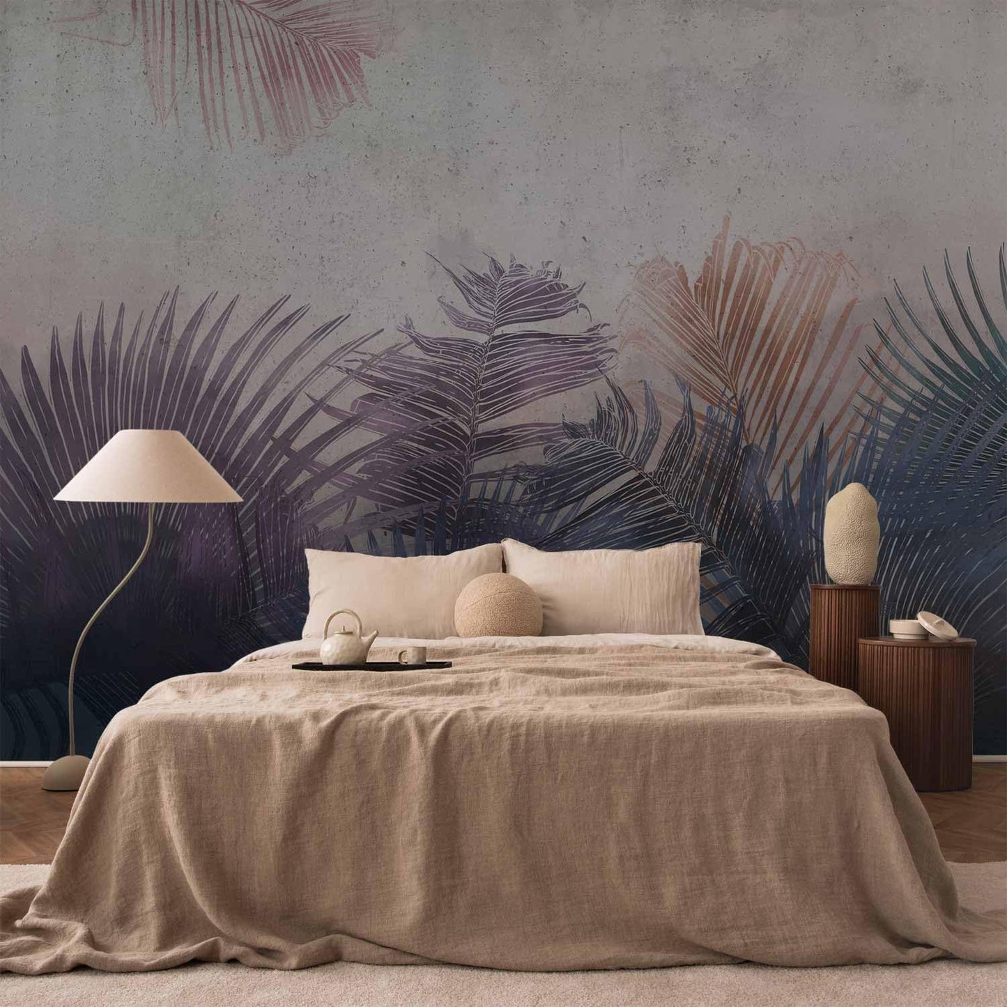 artgeist Premium Wall Mural Jungle 98x69 in - XXL Non-Woven Wallpaper Fleece Wall Decor Photo Print Picture Image Design Leaves Botanical Nature Purple Grey b-A-0827-a-a