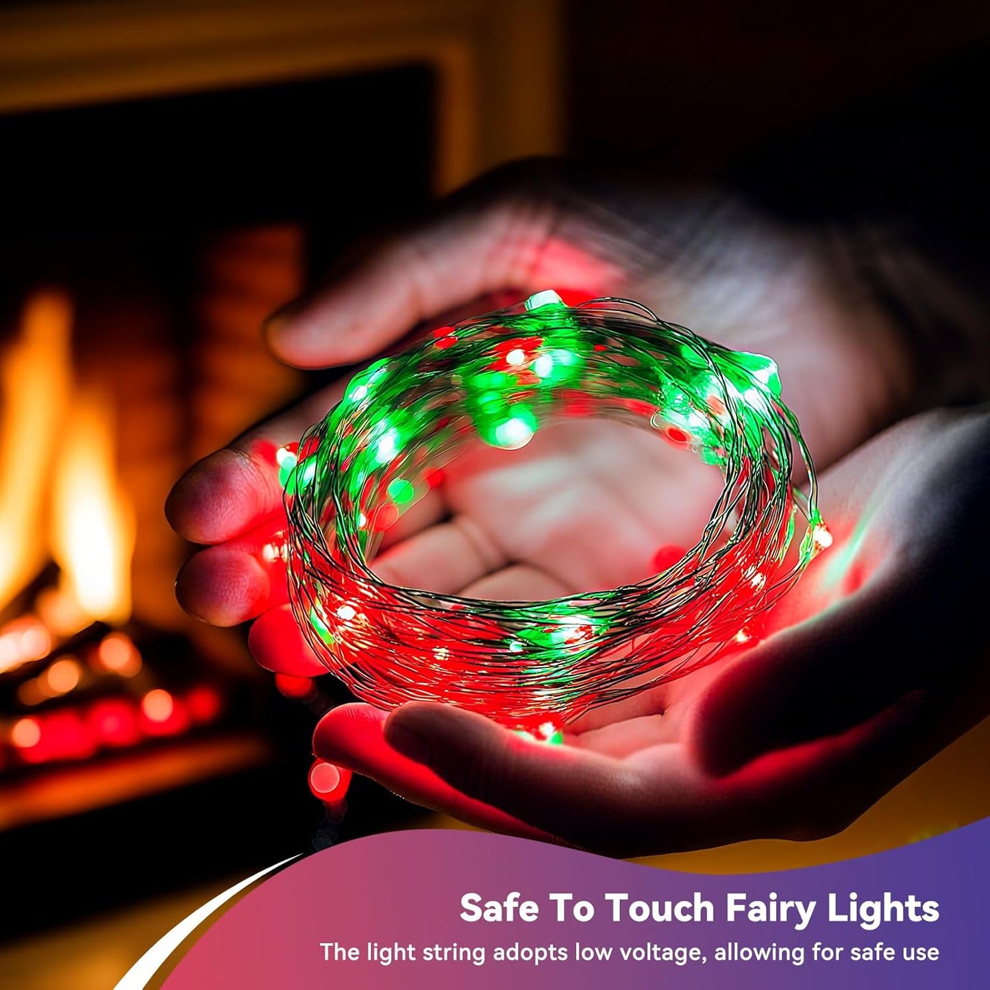 4 Pack 60LED Christmas Fairy Lights Battery Operated - 20FT Twinkle Lights with 2 Lighting Modes Indoor Outdoor, Waterproof Led Fairy String Lights for Bedroom, Classroom, Dorm, DIY Decor, Red & Green