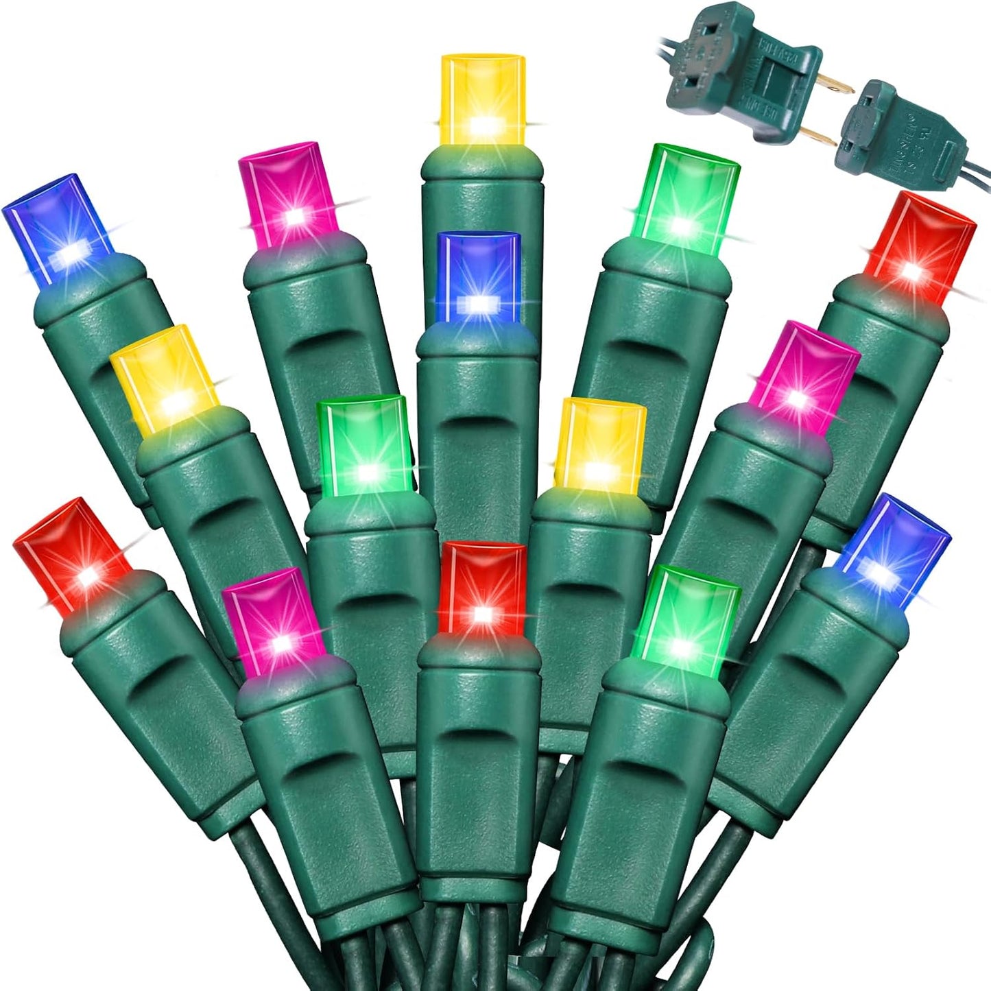 1200LED (24pk of 50L) String Lights, LED Christmas Lights, 6" SPACING,Green Wire, Multicolour