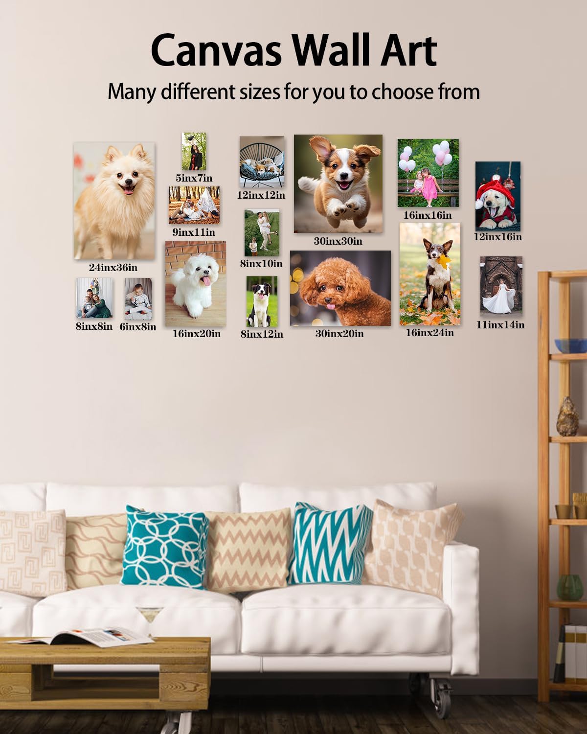 AbcCustomize Canvas Prints with Your Photos, Personalized Photo To Canvas Print for Bedroom, Living Room, Farmhouse Office Decor,Custom Canvas Wall Art for Gifts & Keepsakes, Ready to Hang