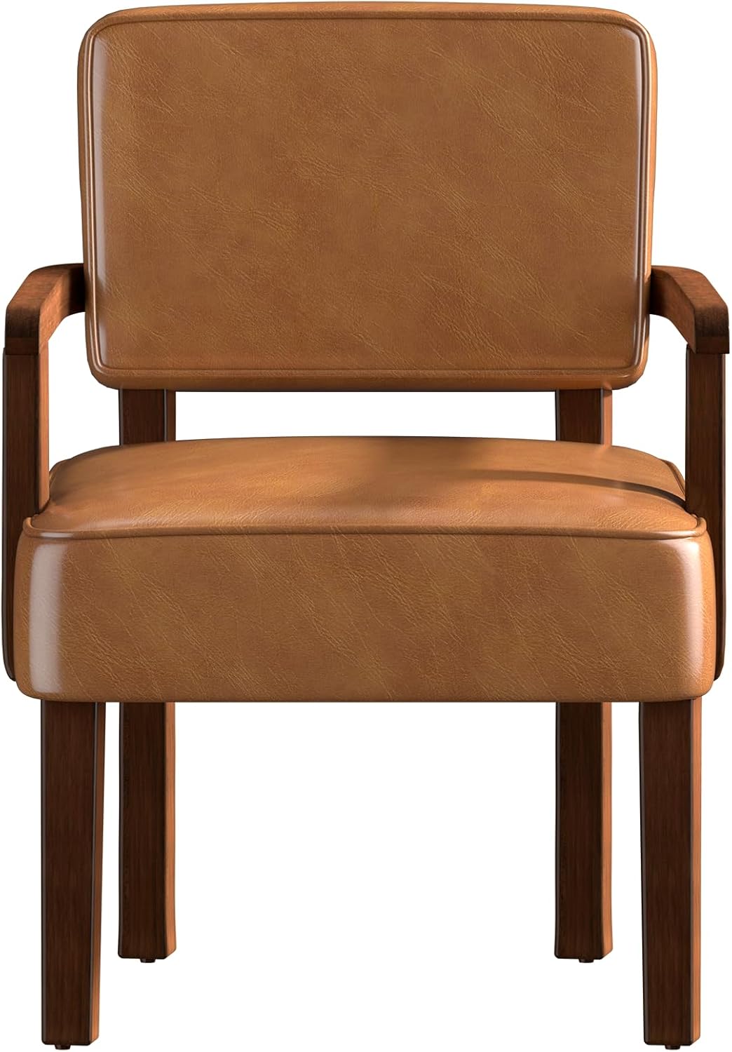 Accent Chair, PU Leather Living Room Chairs Oversized with Soft Seat and Armrests, Armchair for Bedroom, Dinning, Reading, Waiting Rooms (Leather Brown)