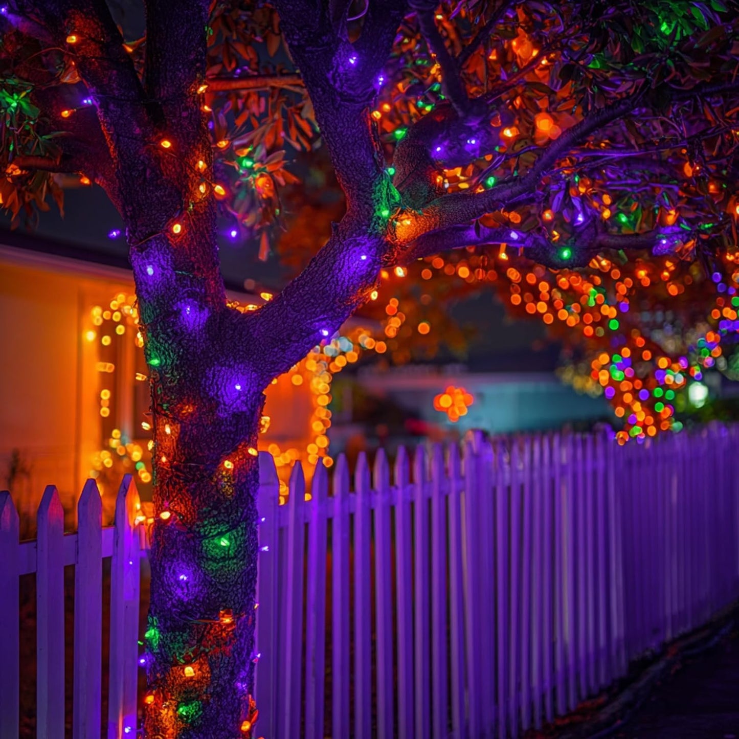 Dazzle Bright Purple Orange and Green Halloween Lights, 20FT 100 Count Mini String Lights, Waterproof Halloween Decorations for Outdoor Indoor Patio Home Party Garden Yard Decor