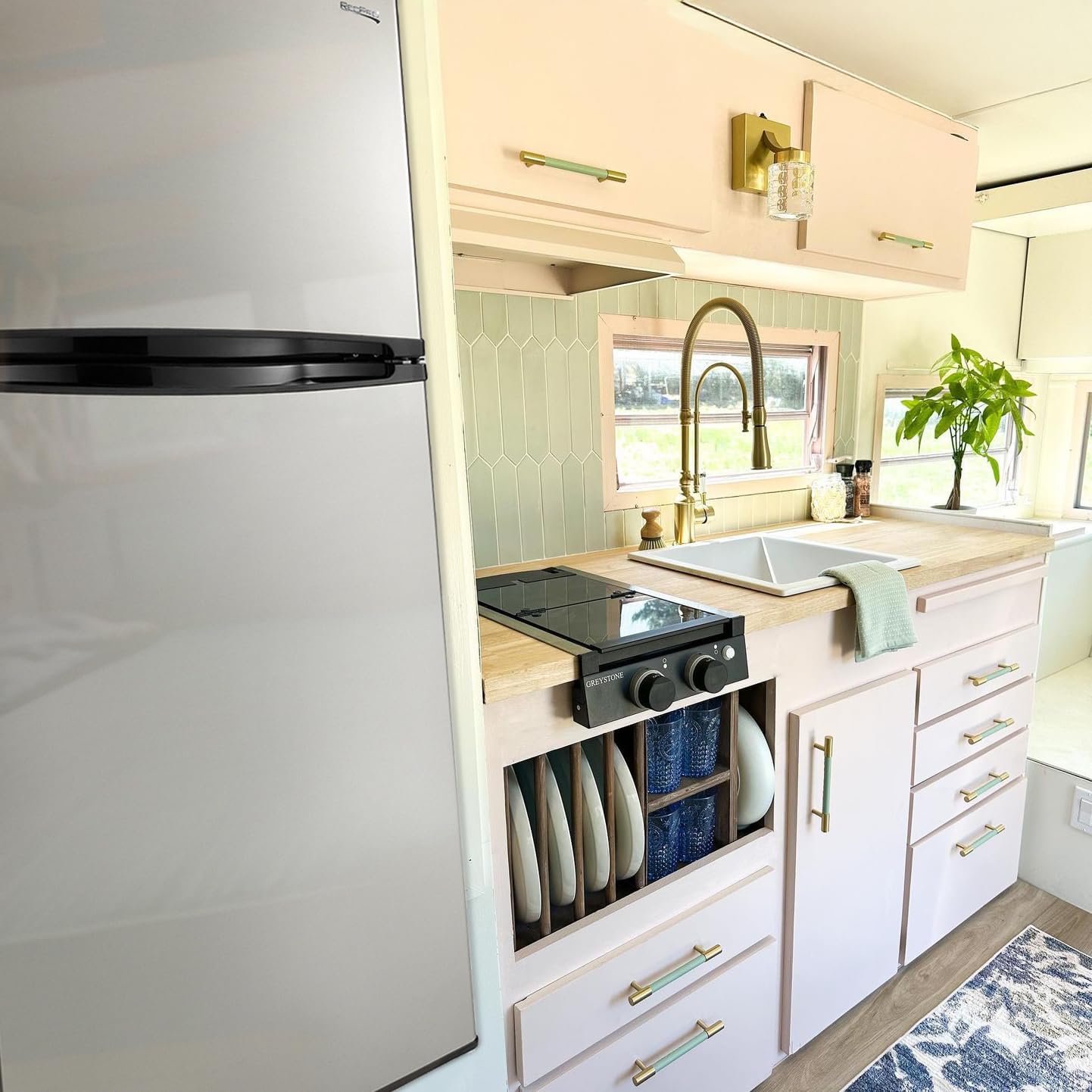 RecPro 10 Cu Ft 12V RV Refrigerator | Black Frost-Free Fridge with Freezer | Double Door, Adjustable Shelves, Reversible Door, Built-In Lock | 23.5”W x 26”D x 59”H | Off-Grid & Dry Camping Ready