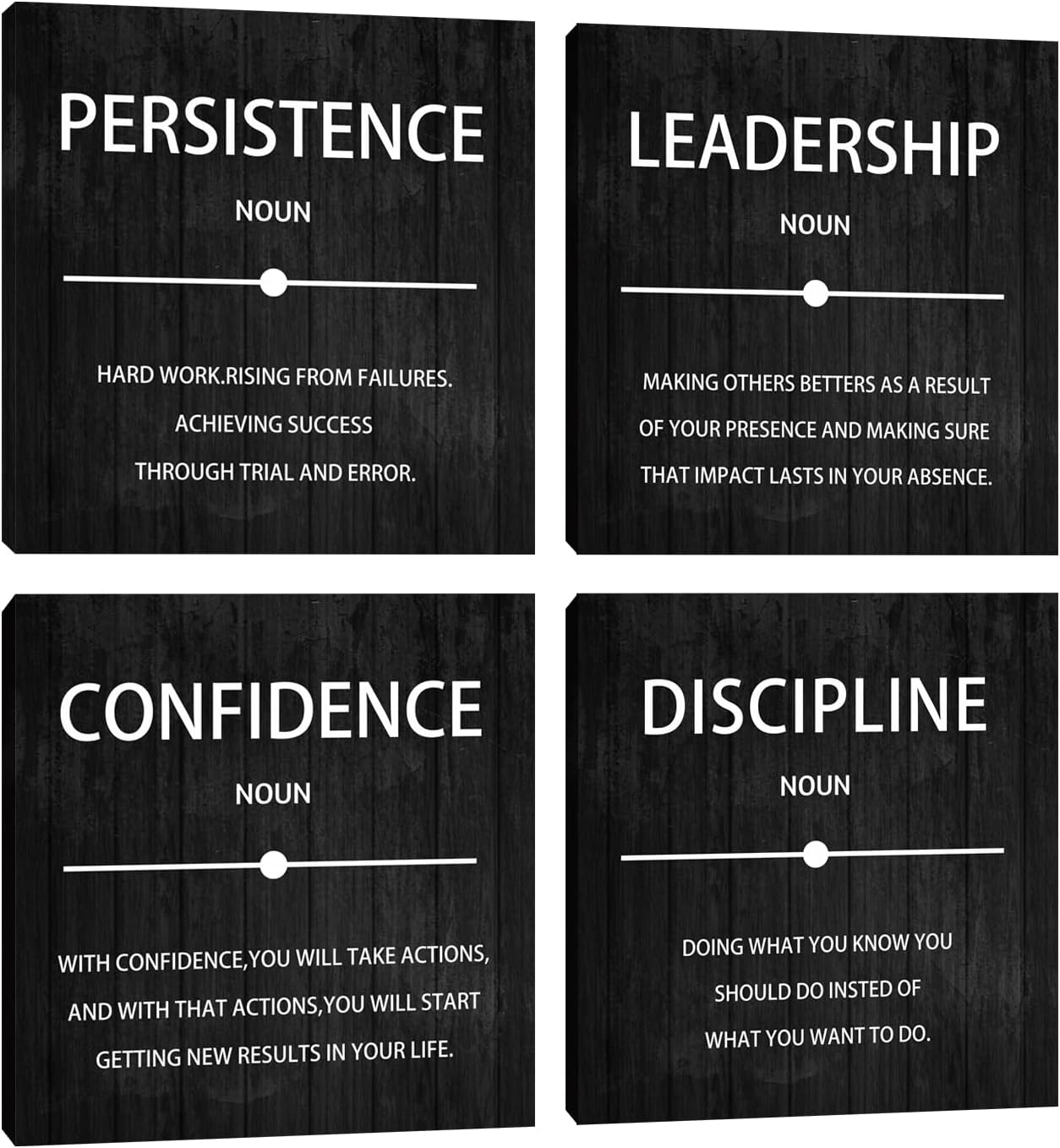 4 Pieces Motivational Wall Art Inspirational Office Quotes Wall Decor Success Quotes Wall Decor Artwork for Living Room Bedroom Home Office Wall Decoration Artwork 20”X20”X4