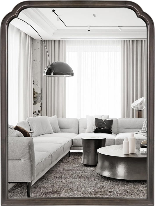 WallBeyond Wood Bathroom Mirrors for Wall Mounted, 30" x 40" Rustic Wood Frame Wall Mirrors Decorative for Living Room or Bedroom Vanity Mirror (Black)