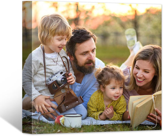 Custom Canvas Prints with Your Photos- Personalized Print Canvas Pictures, Custom Wall Art Gift for Living Room, Bedroom, Wedding Family Baby Pets Framed 16 x 16 inche