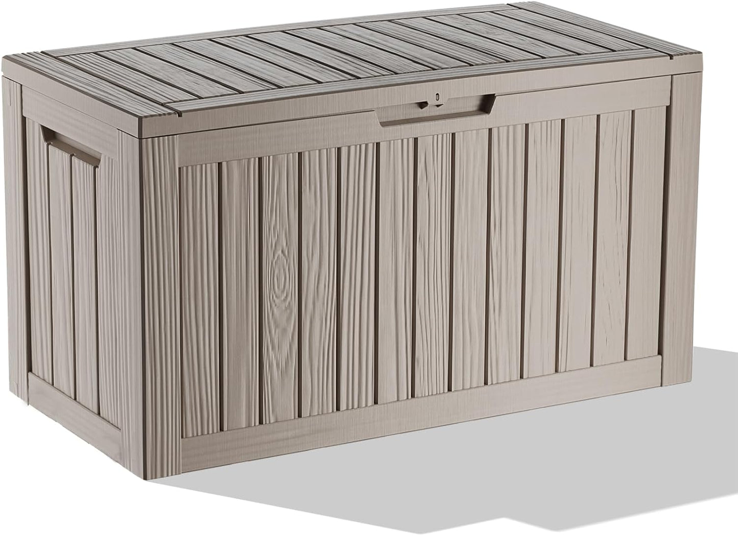 80 Gallon Outdoor Storage Box – Waterproof Deck Box for Garden & Patio,Light Brown