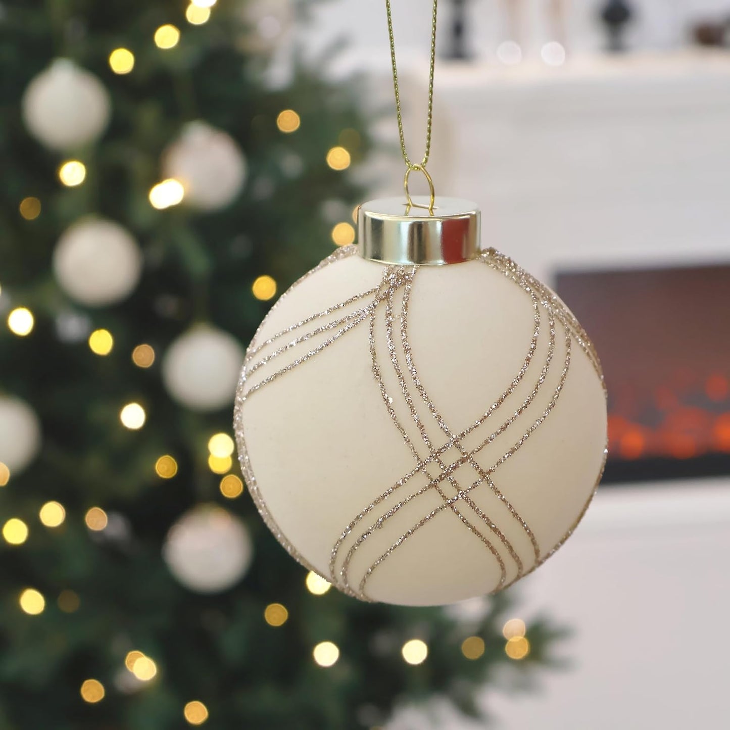 20PCS Velvet Ornaments for Christmas Tree, 2.36INCH Glitter Flocked Christmas Ornaments Decorations Balls Set Decor