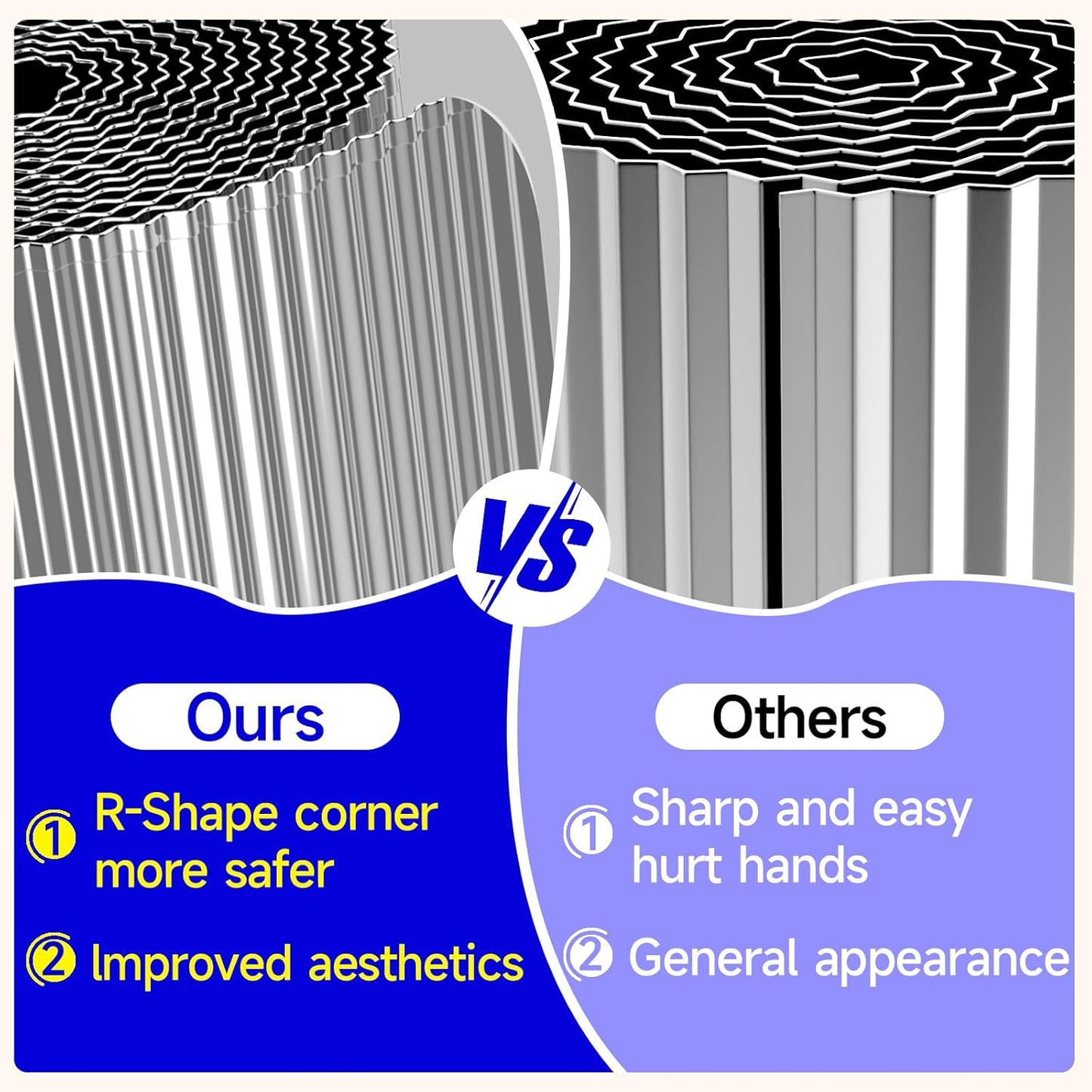 Corrugated Garden Edging,4"×10Ft Galvanized Steel Landscape Edging & Lawn Edging Border,Metal Garden Border for Flower Beds,Garden,Lawn,Raised Beds & Tree Surrounds(Silver)