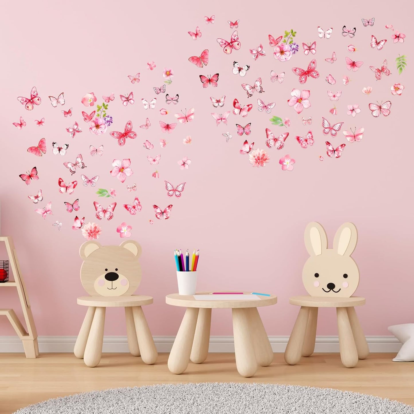 Glow in The Dark Butterfly Flower Wall Decals Glowing Luminous Butterflies Removable Self-Adhesive Wall Stickers for Girls Bedroom Nursery Living Room Decor 4 Sheets (Butterfly 2)