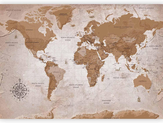 artgeist Wall Mural World Map 173x124 in - Peel and Stick Self-Adhesive Wallpaper Removable Large Sticker Foil Wall Decor Print Picture Image Design Map of The World k-A-0108-a-a