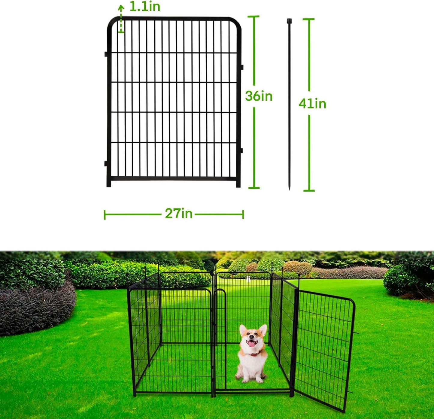 Garden Fence 36 Inch 14 Panels Without Gate,Black Dog Pen Wide Door,Be Suitable for Inside and Outside,Low Threshold Total 31 Ft(l) Garden Fence for Yard and Dog,