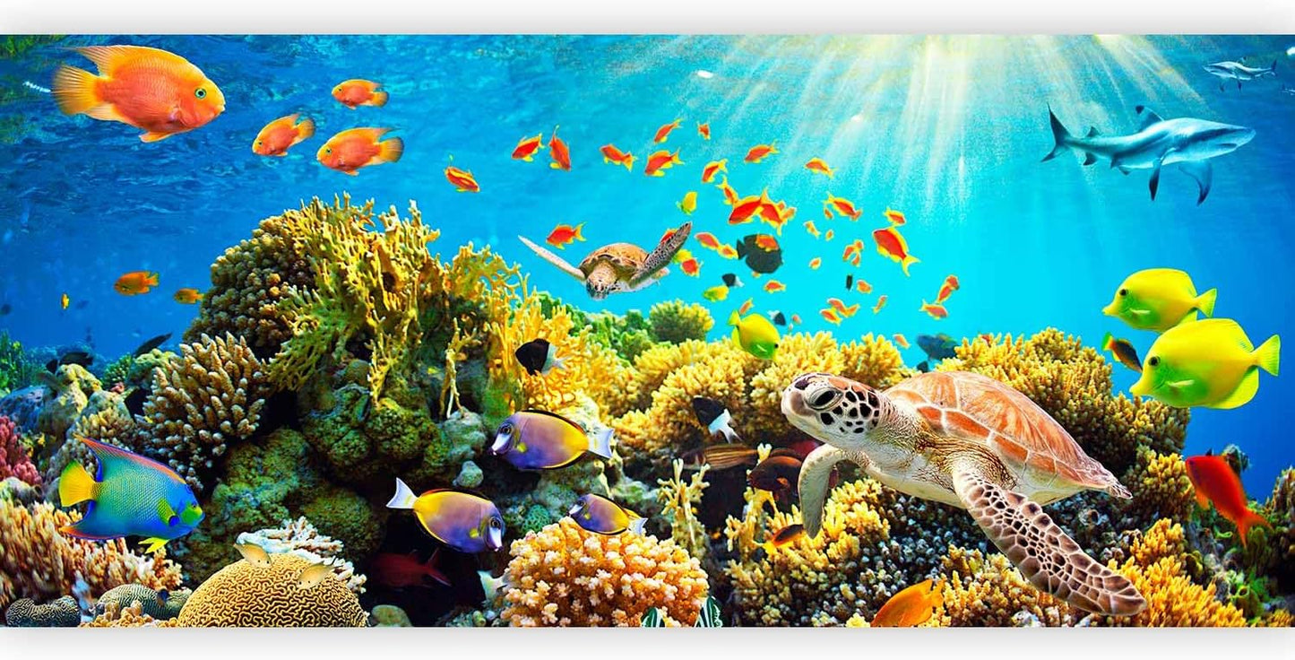 artgeist Wall Mural Underwater World 216x98 in - XXL Non-Woven Corner Wallpaper Fleece Angle Wall Decor Photo Print Picture Image Design Modern Ocean Fish Aquarium b-A-0002-a-b