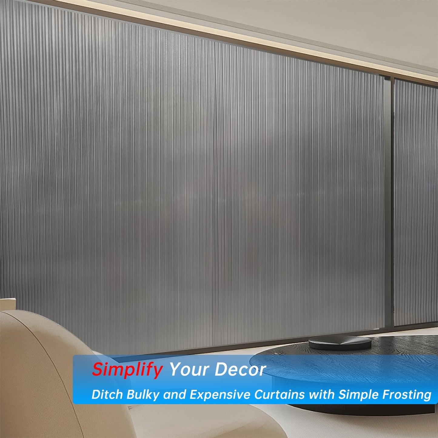 Frosted Glass Window Privacy Film Decorative, Bathroom Privacy Film for Glass Windows Cover, Static Cling, Removable, Reusable, Anti-UV, Anti-Glare, Heat Blocking,Changhong,17.5X78.7Inch