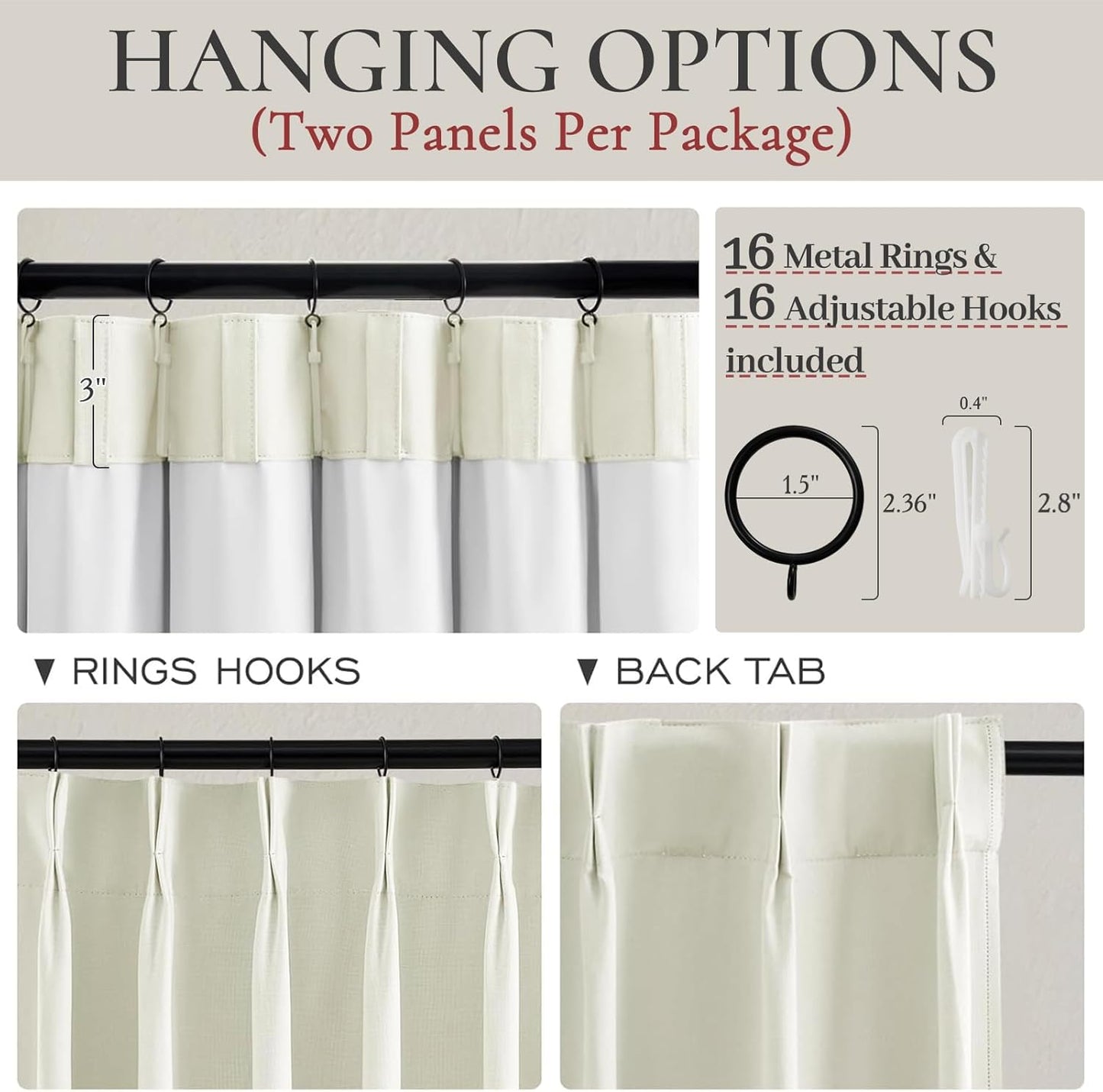 Elegant Custom Curtains for Windows 86 Inches Long, Neutral Viral Blackout Linen Floor to Ceiling Curtains with Hook for Living Room Bedroom Thermal Cancelling Heavy Drapes 2 Panels