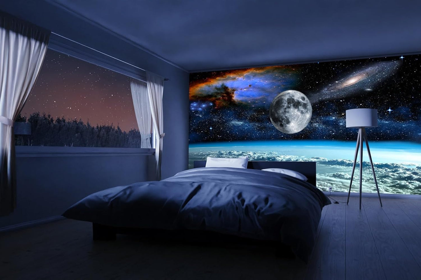 Galaxy Starry Sky Wall Mural Wallpaper for Kids Room Bedroom Living Room(Not Peel and Stick)