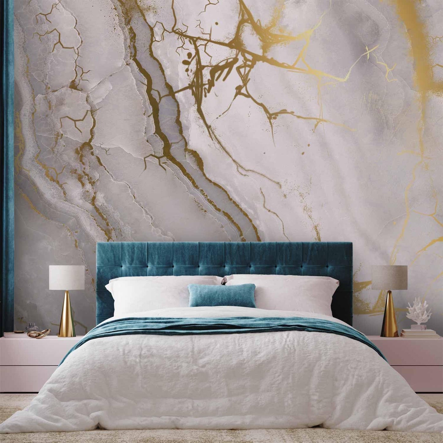 artgeist Wall Mural Peel and Stick Marble Stone 212x98 in - XXL Self-Adhesive Corner Wallpaper Removable Large Sticker Foil Angle Wallpaper Wall Decor Print White f-C-10015-a-a