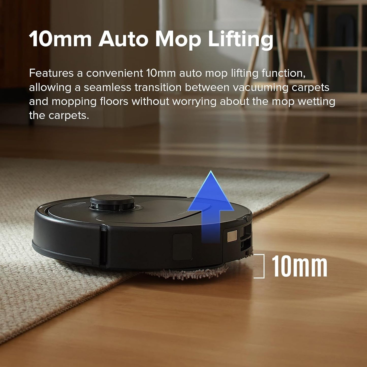 roborock Qrevo S Robot Vacuum and Mop, Self-Drying, Auto Mop Washing, 7000Pa Suction, Self-Emptying & Refilling, 10mm Auto Lifting, 200RPM Spinning Mops, Smart Obstacle Avoidance, Black