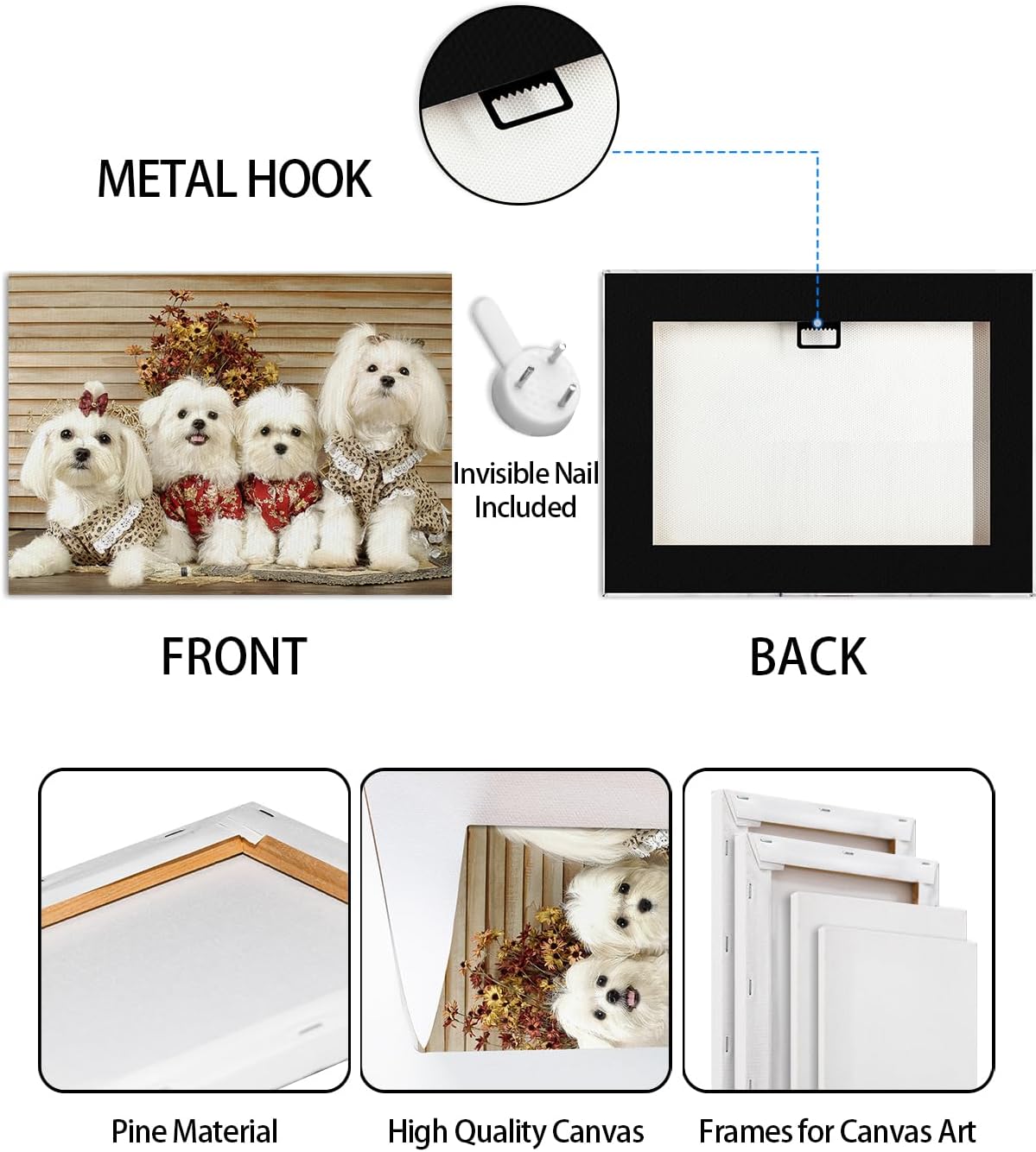 AbcCustomize Canvas Prints with Your Photos，Custom Canvas Wall Art for Bedroom, Living Room, Farmhouse Decor，Personalized Gifts Canvas Prints for Family，Friend，Lover，Pet