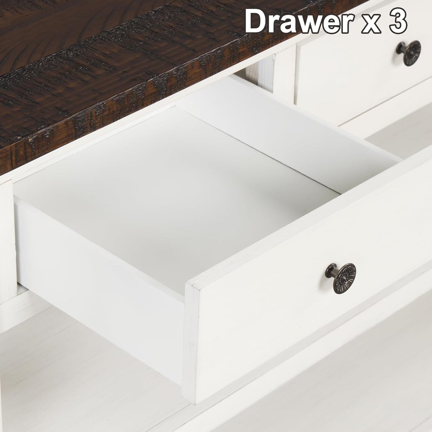 Farmhouse Wood Entryway Console Table 48-Inch Modern Sofa Entry Table with Drawers and Storage Shelves for Entrance Living Room (Antique White)