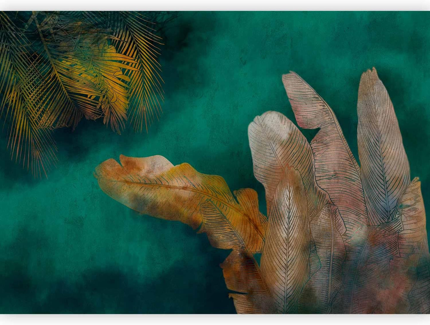 artgeist Premium Wall Mural Jungle 157"x110"XXL Non-Woven Wallpaper Fleece Wall Decor Photo Print Picture Image Design Leaves Green Yellow Nature b-A-0825-a-a