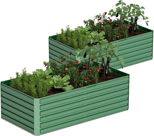 8x4x2 ft Outdoor Raised Garden Bed, Large Metal Planter Raised Beds, Planters for Outdoor Plants for Vegetables, Flowers, Herbs, Fruits, and Succulents.(2 Pcs)