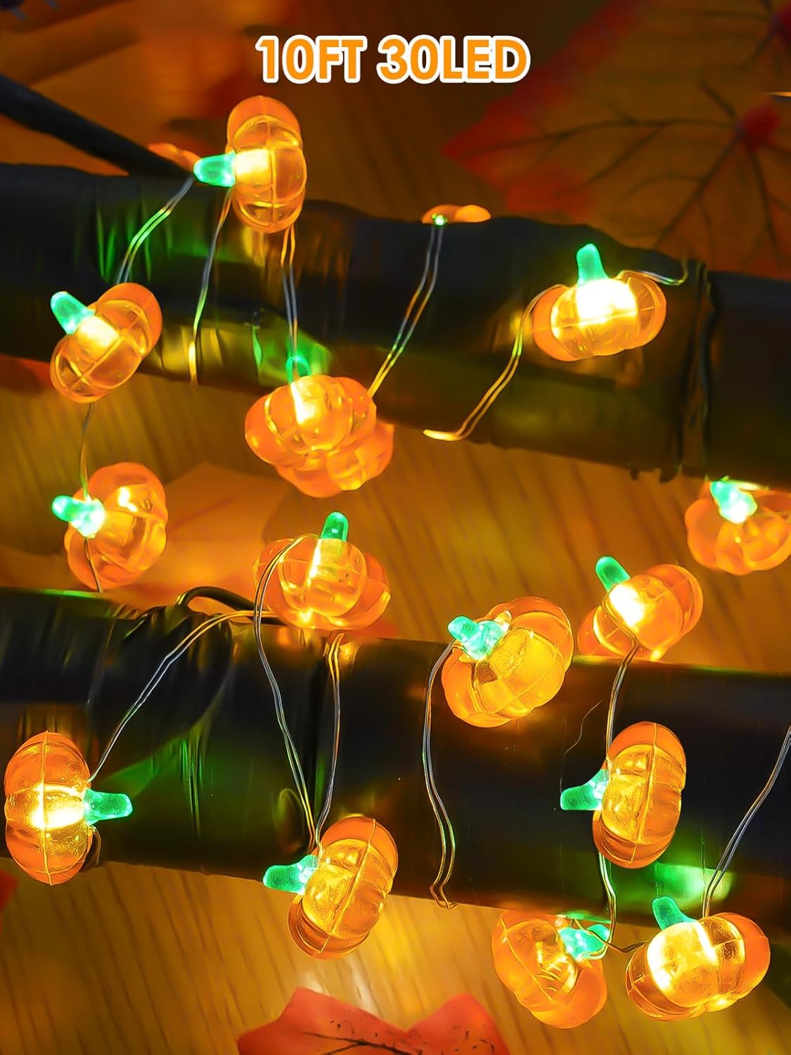 Fall Decorations 3D Pumpkin Fairy Lights Battery Operated with Remote, 10ft 30LED Fall Orange String Lights 8 Modes, Twinkle Light Waterproof Outdoor Indoor for Thanksgiving Harvest Halloween Decor