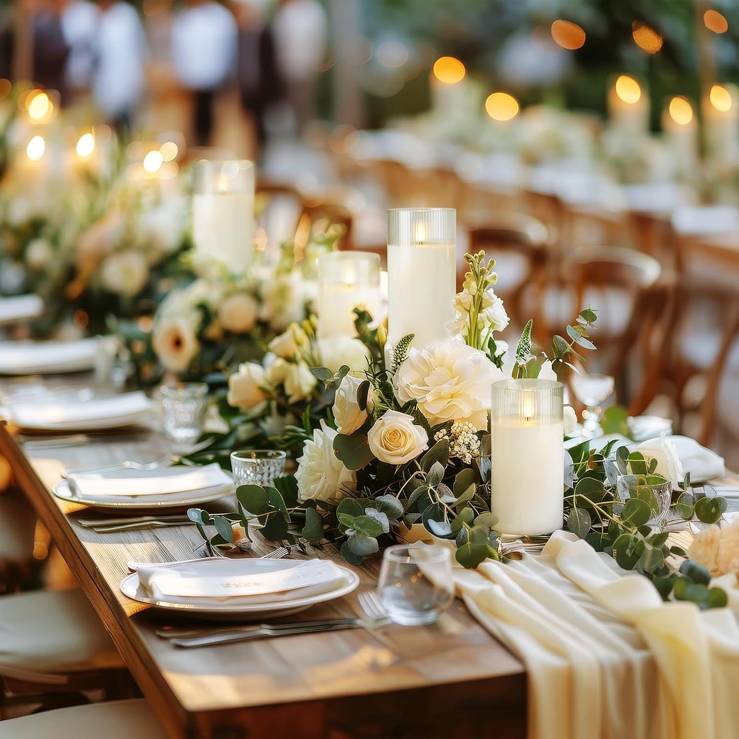 Amagic Glass Flameless Candles with Remote, Battery Operated Candles with Timer, Real Wax LED Pillar Candles with Flickering Flame for Home Wedding Fall Decor, White, Set of 3