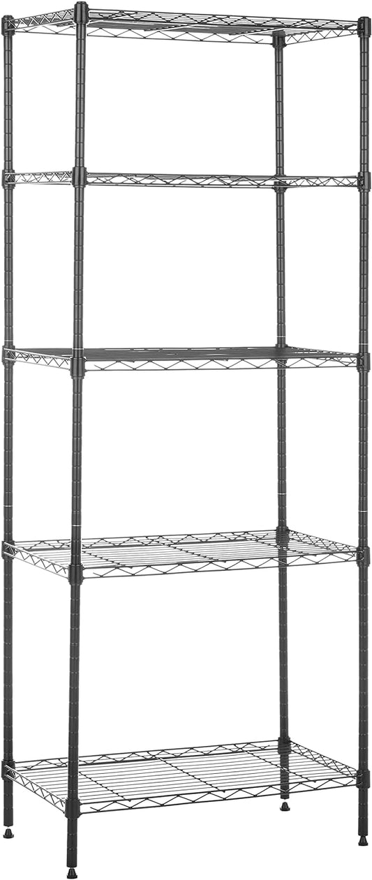 Amazon Basics 5-Shelf Multipurpose Adjustable Sturdy Steel Storage Shelving Unit, Easy Assembly, 13.4" D x 23.2"W x 60"H, Black