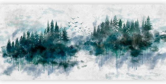 artgeist Wall Mural Peel and Stick Forest 212x98 in - XXL Self-Adhesive Corner Wallpaper Removable Large Sticker Foil Angle Wallpaper Wall Decor Print Landscape Nature Tree Aquarella c-A-10022-a-a